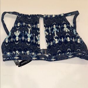 Adore Me Blue and black Patterned Bikini Top size small NWT